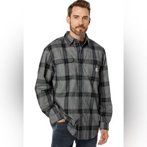 Carhartt Men's Loose Fit Heavyweight Flannel Long-Sleeve Plaid Shirt Med 105439